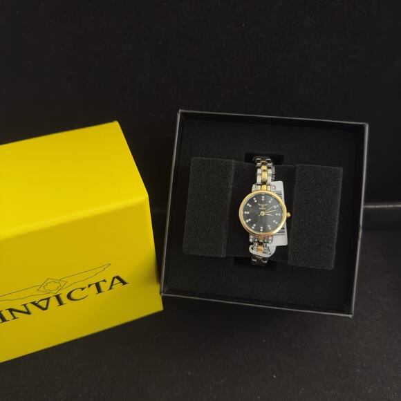 Invicta Angel I Women's Watch - 25mm, Gold, Steel w/Black Dial (69069) - NEW - Picture 1 of 8